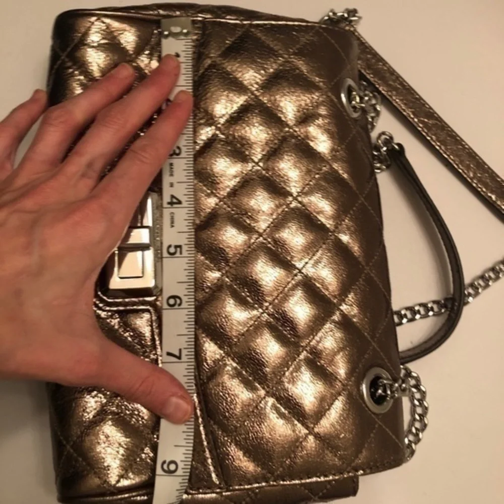 Michael kors metallic bronze quilted bag